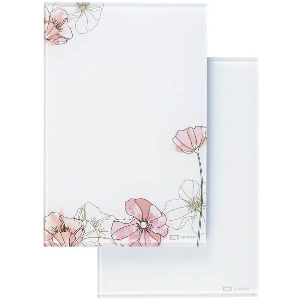 Quartet Desktop Glass Notepad with Floral Design