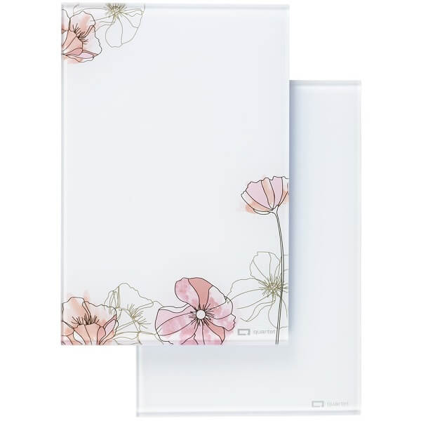 Quartet Desktop Glass Notepad with Floral Design