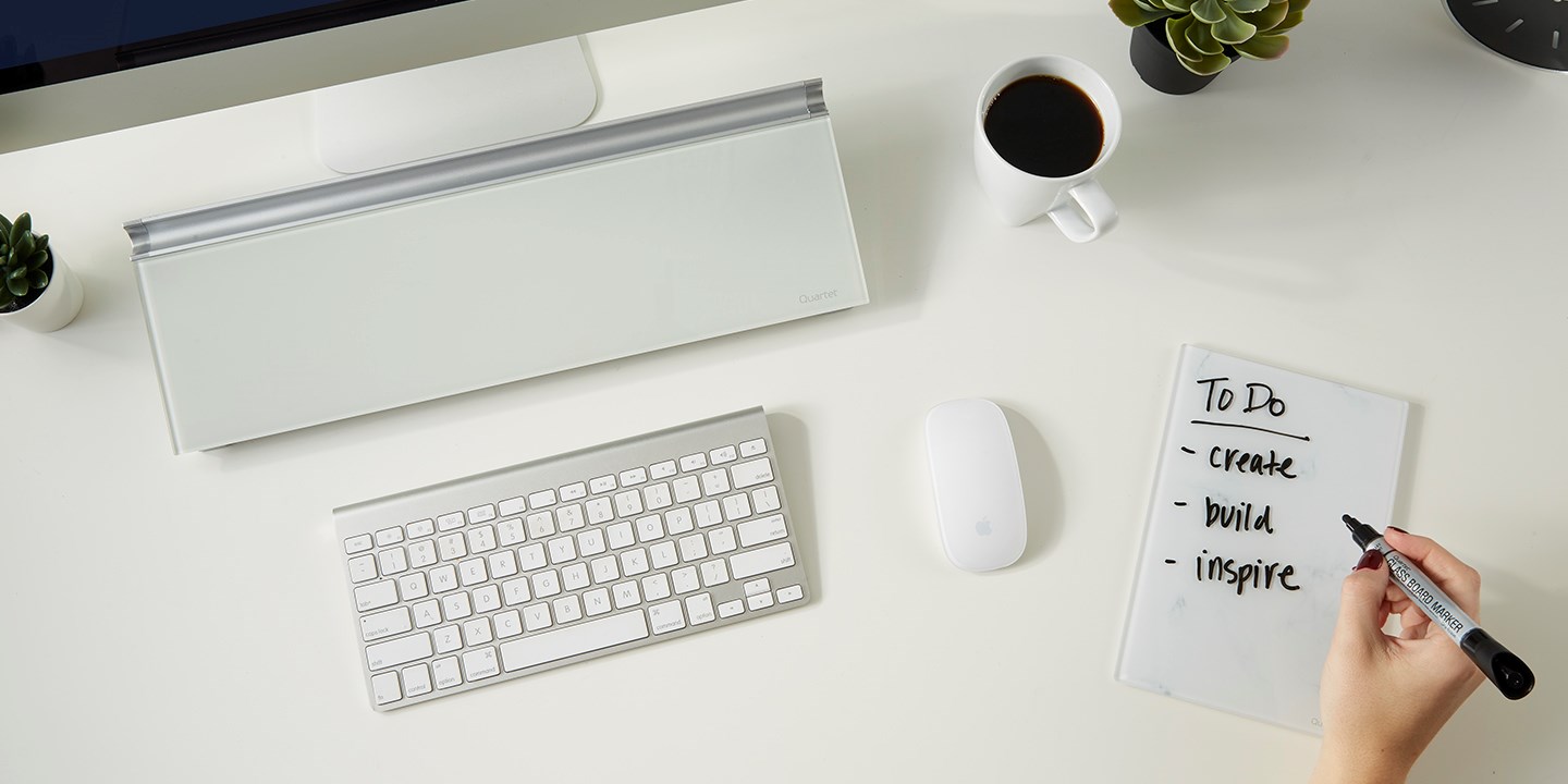 Glass Desk Pad and Glass notepad on desktop