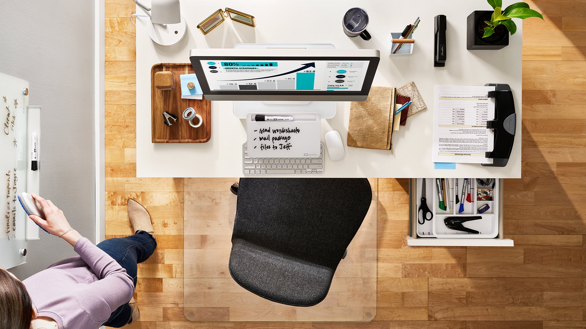 Organized desk featuring Quartet products