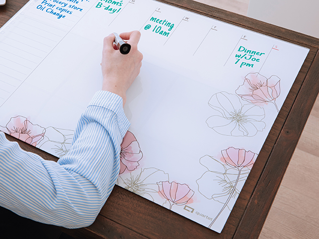 Flowered Glass Board Calendar